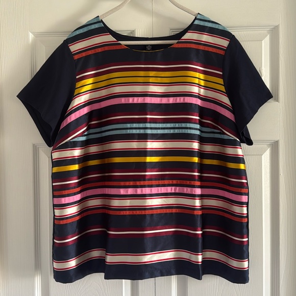 Lands’ End Grosgrain Ribbon Front Short Sleeve Top - Size 2X - Picture 1 of 11